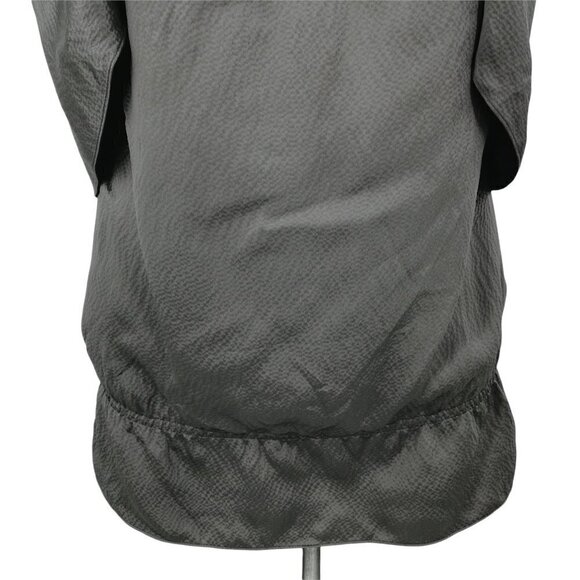 BCBG Max Azria Draped Silk Blouse Size XXS Gray Cape Sleeve Ruched Pleated - Picture 4 of 12